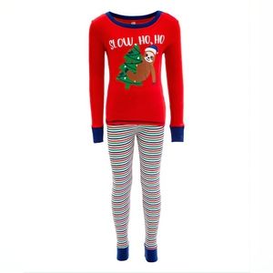 Toddler "SLOW, HO, HO" Sloth Hanging on Christmas Tree Pajamas 2T